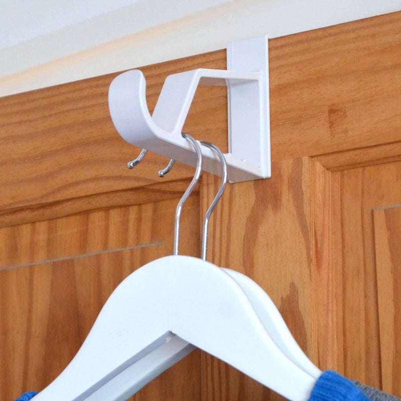 HANGERWORLD 2 Pack Over The Door Hooks for Hangers - Extra Strong White Plastic Over Door Hook for Hanging Clothes, Towels, Robes, Hats, Bags and More - Image 3